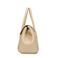 Juego de 3 Bolsos de Piel Sintética con Patrón Tejido para Mujer, Bolso de Mano, Bolso Bandolera y Cartera con Tarjetero, Venta al Por Mayor Personalizada