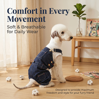 Banbipet Retro Adjustable Chest Dog Cat Overalls untuk Anjing Kucing Ras Kecil/Sedang, Bahan Denim Neppy yang Dicuci, Semua Musim, Logo Custom