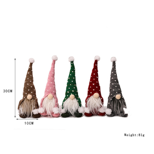 Décoration de Noël : Bonnet tricoté, Poupée sans visage en peluche blanche barbue style Forêt Nordique, Figurine et jouet décoratif de Noël - Product Image 6