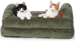 Canapé-lit moderne pour animaux de compagnie, lit confortable en velours côtelé pour chats d'intérieur avec housse lavable, canapé imperméable pour petits chiens et grands chats - Product Image 6
