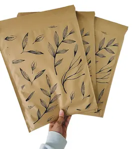 Custom Printed Self-Sealing Bubble Lined Cushioned Mailing Bag Compostable Recyclable Brown Kraft Paper Padded Envelopes Mailers