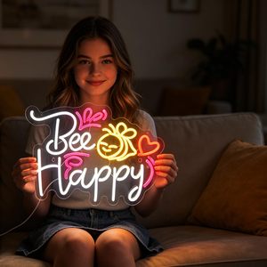 Enseigne néon Bee <span class=keywords><strong>Happy</strong></span>, Lumières néon inspirantes sur le thème de la psychologie, Décoration murale pour <span class=keywords><strong>restaurant</strong></span>, boutique, maison, bar, café - Product Image 6