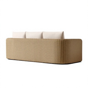 Sofá de mimbre para exteriores, resistente a la intemperie, con diseño envolvente, para proyectos de terrazas de villas de alta gama. - Product Image 4