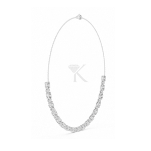Collar de tenis East West con diamantes ovalados, oro macizo de 14K, cadena con racimo floral, diamantes cultivados en laboratorio, joyería fina para uso diario - Product Image 4