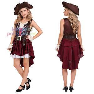 Costume de reine pirate sexy pour femmes HP avec corset, chapeau tricorne, tenue gothique Renaissance, déguisement de mascarade d'Halloween - Product Image 1