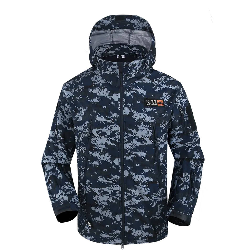 HNXX Jaket Kamuflase Pria, Jaket Berburu Softshell Tahan Angin Musim Dingin