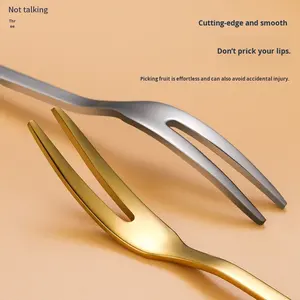 Set di Forchette per Frutta e Dessert in Acciaio Inox 304 di Grado Alimentare, Design Creativo a Forma di Cuore, Stile Europeo, Forchetta a Due Punte per Mooncake - Product Image 5