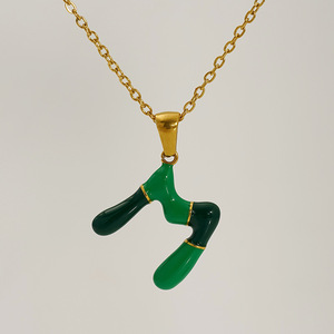 Fashion Letter Necklace Pendant Stainless Steel Colorful Enamel Alphabet Chain Daily Wear Gift Jewelry - Product Image 3