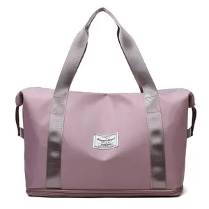 Bolsas de viaje de gran capacidad rosa, bolsa de almacenamiento grande para yoga, gimnasio, equipaje con compartimiento para zapatos, bolsas de mano deportivas