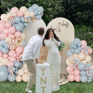 Roze Blauwe Witte Ballonboog Kit Coquette Verjaardagsdecoratie voor Babyshower Gender Reveal Boog Verjaardagsdecoratie - Product Image 2