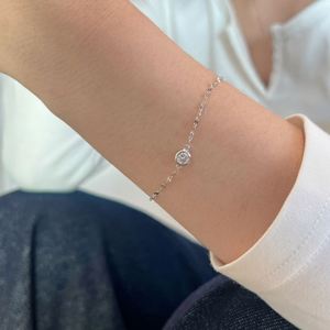 Dylam Simplicity Design High Jewelry 925 Silver Tarnish Free Solitaire D VVS1 Moissanite Stone Pendant Link Chain <b>Bracelets</b> - Product Image 6