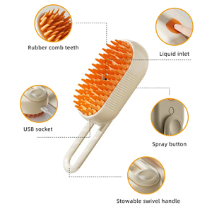Cepillo de vapor plegable para gatos, peine para el cuidado de mascotas, 3 en 1, espray eléctrico de autolimpieza, cepillo de vapor para depilación de masaje para perros y gatos - Product Image 3
