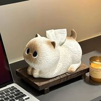 Boîte à mouchoirs en résine en forme de chat siamois, décoration animale pour salon, maison, bureau