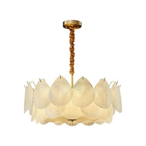 Modern Leaf Design Chandelier D500 H300 LED Round Pendant <b>Light</b> For Living Room Bedroom Villa <b>Lighting</b> Fixtures - Product Image 5