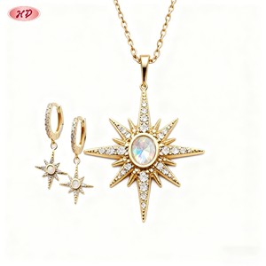Hengdian <strong>Jewelry</strong> 18K Gold Plated Sunburst Iridescent Zircon Fashion <strong>Jewelry</strong> <strong>Sets</strong> Wholesale Women's Evening/Dating/Party Looks - Product Image 1