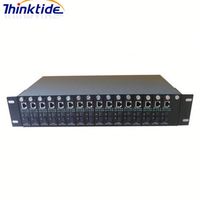 THINKTIDE TI-R16-2A/B Châssis de montage en rack 2U pour convertisseur de média Gigabit 16 ports avec gestion et double alimentation, noir