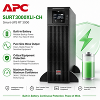 APC Schneider SURT Deuxième Génération – Alimentation sans interruption (ASI) de secours améliorée, montable en rack, avec batterie intégrée SURT3000XLI-CH 2700W 3KVA