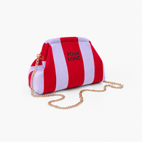 Bolso de punto tipo dumpling con tela de rizo a rayas, correa de cadena, bandolera, logotipo personalizado, OEM ODM, venta al por mayor, bolso hobo, bolso de media luna, bolso de mano