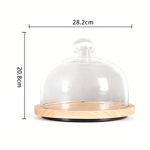 Expositor de Postres de Madera Personalizado de Fábrica con Cúpula de Cristal Redonda, Plato para Pastel, Bandeja para Servir Pasteles, para Bodas y Fiestas - Product Image 2