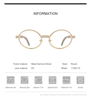 Gafas de Madera Borregls para Hombre, Diseño de Marca, 720 Diamantes, Monturas Redondas para Gafas, Gafas Ópticas de Lujo para Mujer 17550179