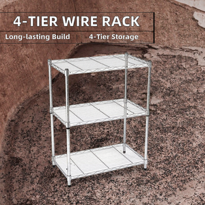 Étagère d'angle multifonctionnelle en treillis métallique chromé à 4 niveaux, robuste et autoportante, pour four à micro-ondes et rangement de cuisine - Product Image 2