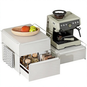 Scaffale portaoggetti in metallo giapponese per macchina da caffè, porta tazze estraibile impilabile da tavolo, mobiletto da bancone bar - Product Image 1
