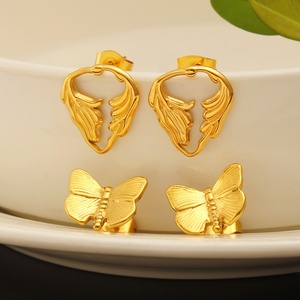 Waterproof Earrings 18k Gold Plated Polished Minimalist <b>Stud</b> Luxury Hypoallergenic Lightweight for Women Wedding Daily Party - Product Image 2