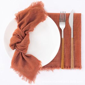 Serviettes en <span class=keywords><strong>tissu</strong></span> bohème imprimées <span class=keywords><strong>terracotta</strong></span>, orange brûlé, à franges, réutilisables, 17x17 pouces, lot <span class=keywords><strong>de</strong></span> 6, pour mariage, fête prénuptiale, baby shower - Product Image 3