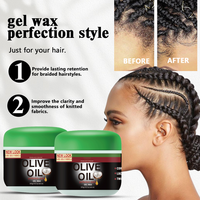 Cire coiffante hypoallergénique à l'huile d'olive noire de marque privée, gel capillaire à base d'eau, fixation forte, séchage rapide, pour cheveux fins et extensions capillaires