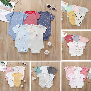 2022 venta al por mayor de las muchachas del bebé recién <span class=keywords><strong>nacido</strong></span> ropa de niños 5 unids/set de algodón de manga corta del bebé mameluco - Product Image 3