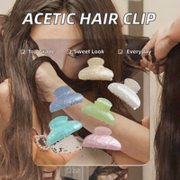 Pince à cheveux haut de gamme en acétate pour femme, design demi-zip avec dos en forme de requin, en acrylique, pour un look élégant