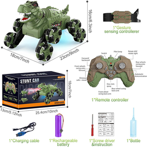 Cool <span class=keywords><strong>Dino</strong></span> Truck 2,4G 8WD Gesture Sensing RC <span class=keywords><strong>Stunt</strong></span> Cars Spray Light Sound Dinosaur Remote Control Car para niños - Product Image 6