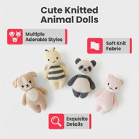 Jouets en peluche animaux tricotés à la main - 4 styles adorables : abeille, panda, chiot, ours - Adorables peluches douces au crochet pour nouveau-nés et nourrissons