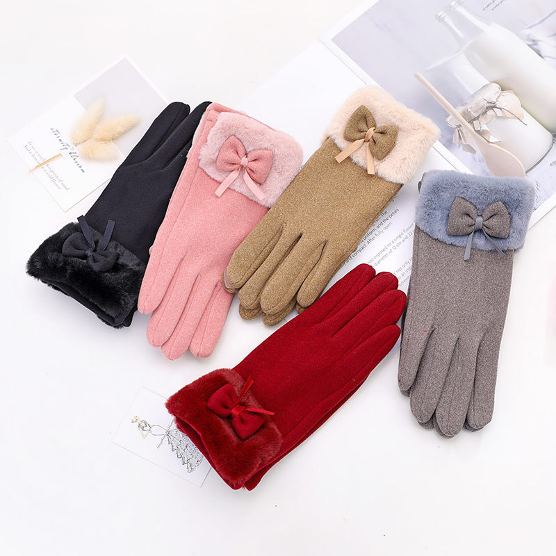 Женские осенне-зимние перчатки для вождения, бархатные ветрозащитные теплые акриловые варежки из искусственного кроличьего меха и меха