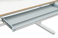 Bureau d'ordinateur Midtec modèle 8003, durable, réglable, écologique, en bois massif, avec grand tiroir et élévation manuelle (1m/1.2m)