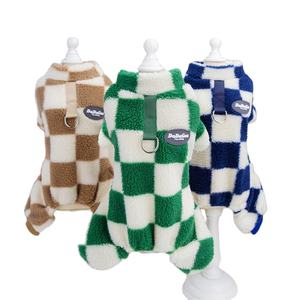 Xadrez velo cão macacão bonito pet roupas novo inverno quente cão futebol jersey pet roupas - Product Image 1