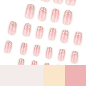 <span class=keywords><strong>Uñas</strong></span> Postizas en China, Color Rosa Nude Brillante, Forma Cuadrada, con Borde Dorado Brillante, Línea Metálica Dorada, <span class=keywords><strong>Elegantes</strong></span> <span class=keywords><strong>Uñas</strong></span> Postizas Decoradas - Product Image 4