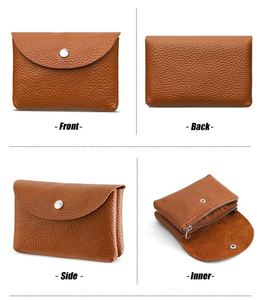 Nouvelle mini bourse à monnaie portable en cuir véritable faite à la main pour femme, portefeuille compact en cuir de vachette simple ou double couche, promotionnel - Product Image 4
