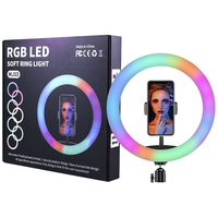 Anneau lumineux LED RGB photographique de 10, 12 et 14 pouces, température de couleur réglable, lumière d'appoint pour selfie, idéal pour TikTok et le streaming en direct