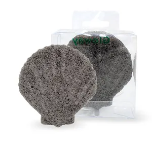 OEM Shell Shape Hữu Cơ Tự Nhiên Mềm Rửa Mặt Làm Sạch Miếng Bọt Biển Tùy Chỉnh Mặt Konjac Sponge Với Hộp