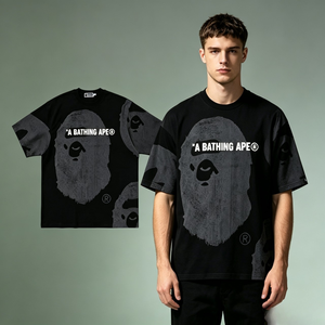 <span class=keywords><strong>T</strong></span>-shirt da uomo di design alla moda con stampa lettering, versione 1:1 di alta qualità, modello Single Stitch 2026, <span class=keywords><strong>T</strong></span>-shirt Bapees stampata di tendenza - Product Image 2