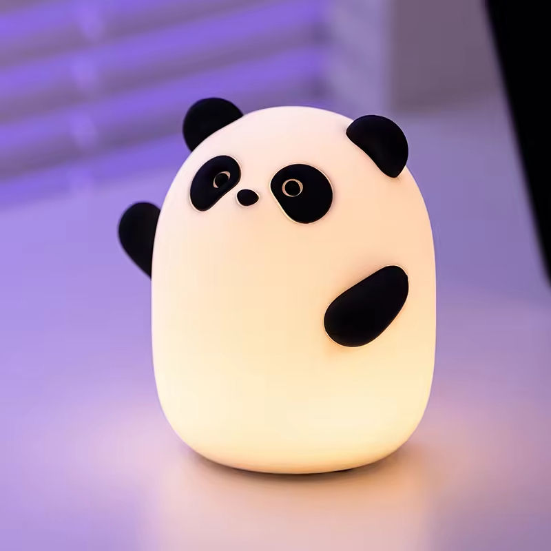 Silicone Panda LED Night Light RGB Color Changing Atmosphere Lamp with Projection for Living Room