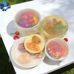 Ensemble de couvercles de conservation alimentaire en silicone extensibles, 6 pièces, réutilisables, ronds, à clipser, pour fruits, légumes, pique-nique - Product Image 3