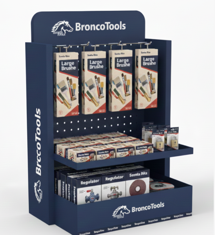 Apache Custom Countertop Wooden Display Stand with Hooks for Hardware Tools & Accessories in Retail Stores & Trade Shows — view 3