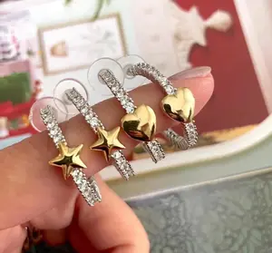 Luckyee -Factory wholesale women's earrings belt drill star earrings heart earrings