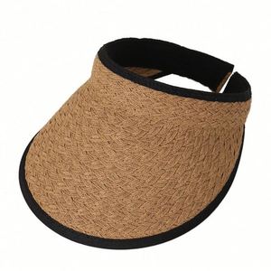 Sombrero Visera de Paja Vacaciones Verano 2025 Novedad Moda Color Sólido Visera Vacía para Playa y Exteriores - Product Image 5