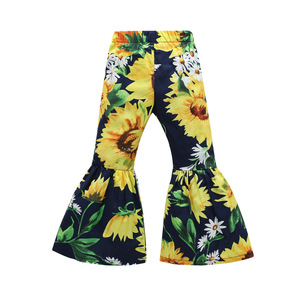 Pantalones acampanados para niñas, leggings con estampado de girasoles, pantalones florales RTS - Product Image 2