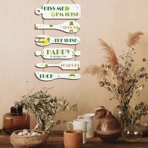 Wholesale Modern Style <b>Wooden</b> Sign St Patrick's Day Clover Irish Hat Horseshoe Beer Mug <b>Rainbow</b> Pattern for Home Decoration Wall - Product Image 1