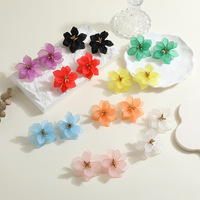 Moda dulce mujer Color flor Stud pendientes Primavera Verano joyería regalo colorido transparente resina acrílico flor pendientes