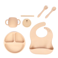 Nouveautés Ensemble de Vaisselle Personnalisé Sans BPA pour Enfants, Bavoir Bébé, Assiettes et Bols pour Tout-petits, Tasse d'Apprentissage en Silicone, Kit d'Alimentation pour Bébé en Silicone